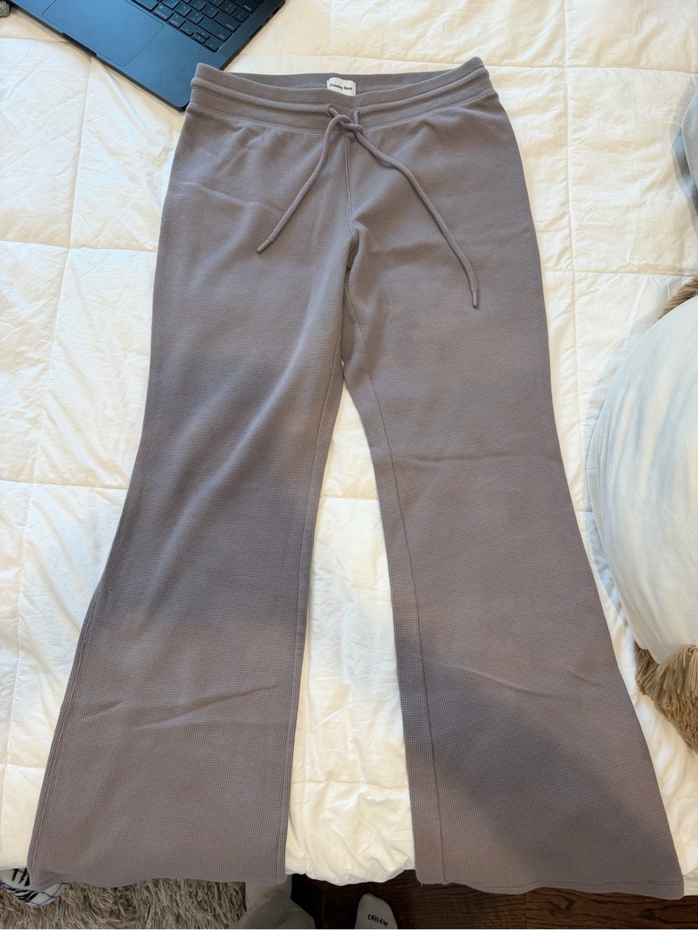 Aritzia Sunday Best waffle knit Drawstring Flared Pants